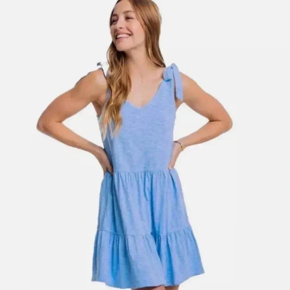 Nicole Sun Farer Tiered Tank Dress Southern Tide Blue